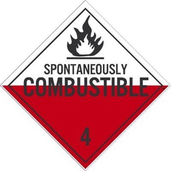 Spontaneously Combustible 4 Dot Placard Sign, Material: Unrippable Vinyl, Nmc, Mfr#: DL48UV